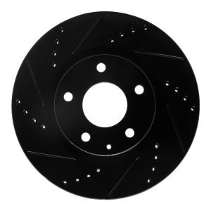 Mazda 3 Brake Rotor (1) - Front Left - R1 Concepts - Drilled & Slotted - Black - `14-`24